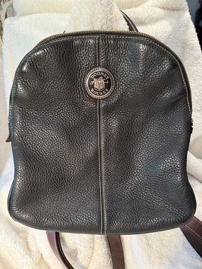 Dooney & Bourke Black Pebbled Leather Backpack with DB Medallion